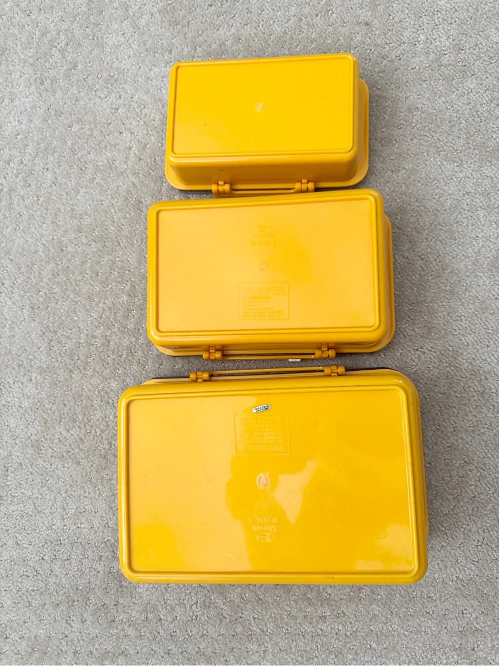 SHIN SAN Vtg Yellow Sealable Food Storage BENTO Box Containers 3 Sizes-3 in Set